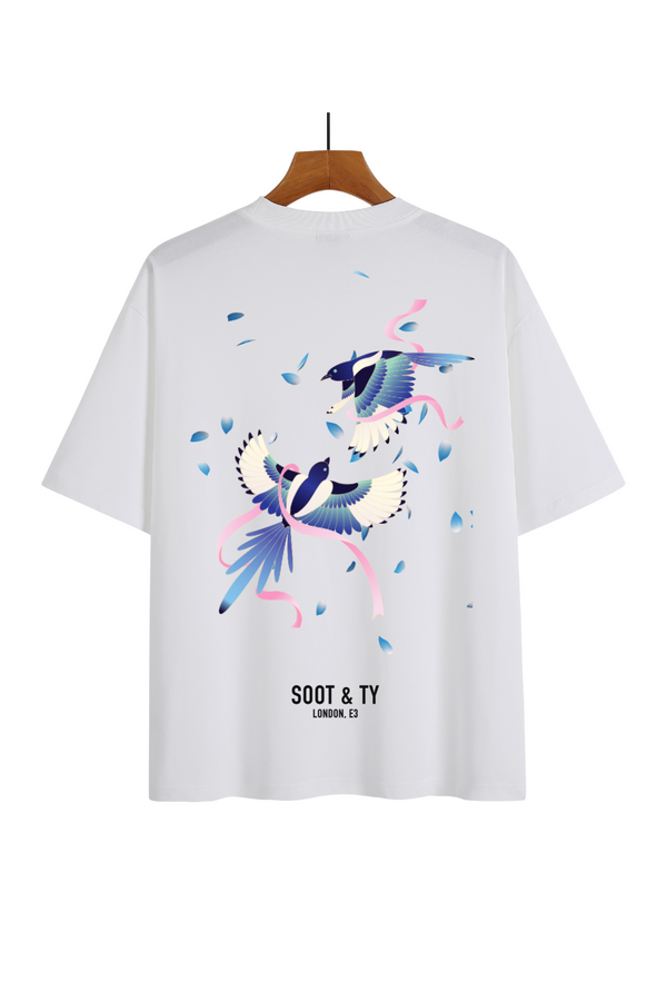 Soot and Ty Ribbon Birds Print Relaxed Fit T-Shirt