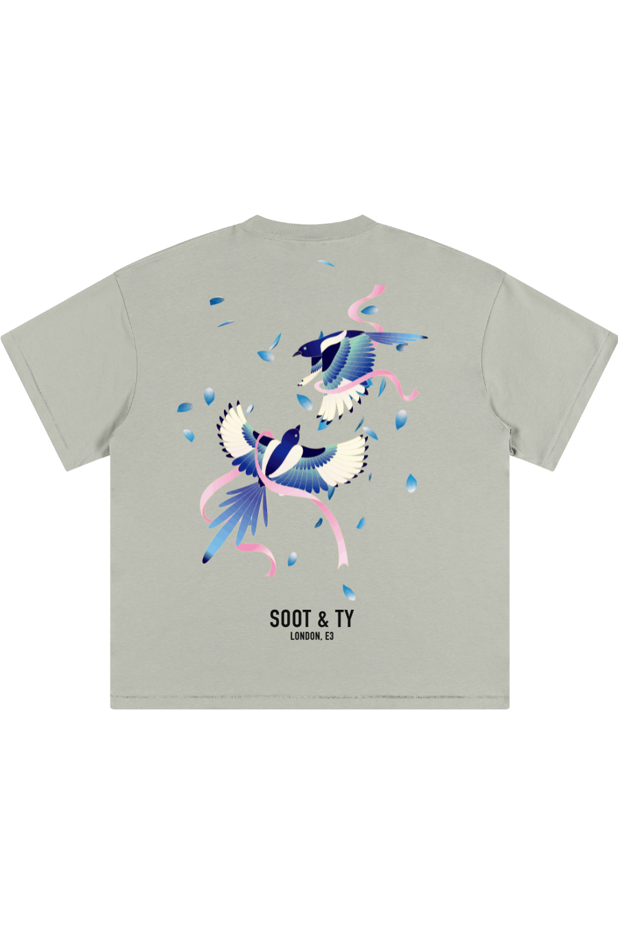 Soot and Ty Kids/Baby T Bird Ribbons Crane Print T-Shirt
