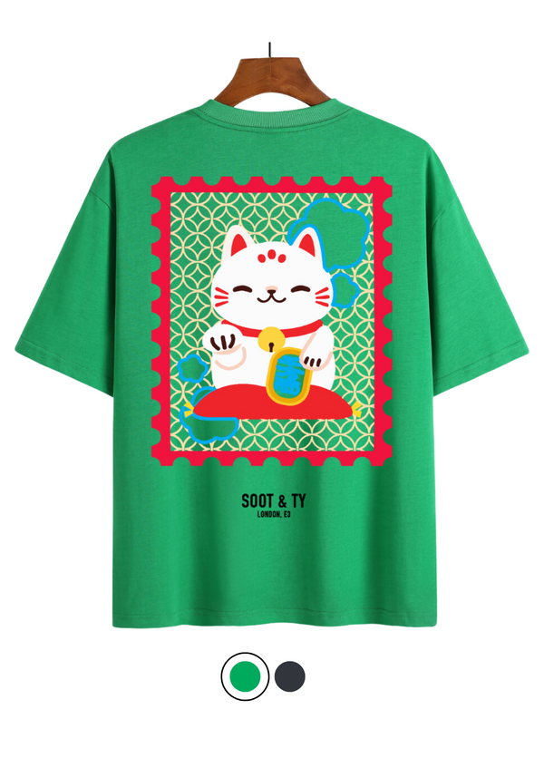 Soot and Ty Lucky Cat Print Relaxed Fit T-Shirt