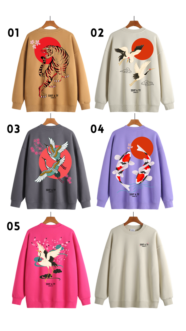 Soot and Ty Reflective Print Relaxed Fit Pastel Colour Sweatshirt