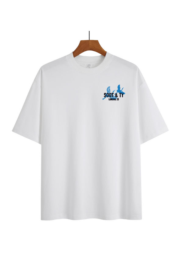 Soot and Ty Black Cranes Relaxed Fit T-Shirt