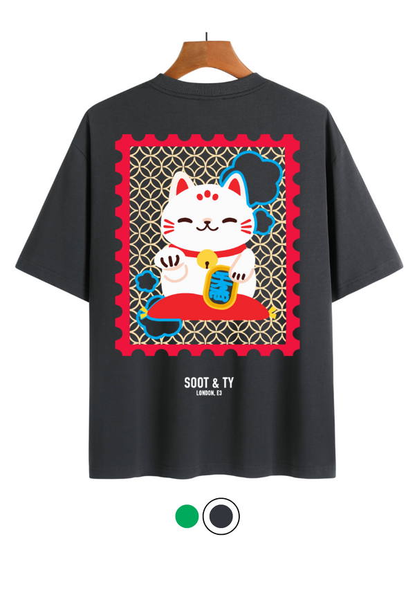 Soot and Ty Lucky Cat Print Relaxed Fit T-Shirt