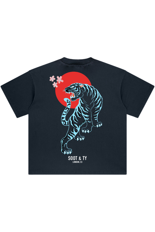 Stonewash Blue Tiger Relaxed Fit T-Shirt