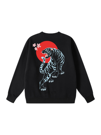Blue Tiger Reflective Graphic Relaxed Fit Sweatshirt
