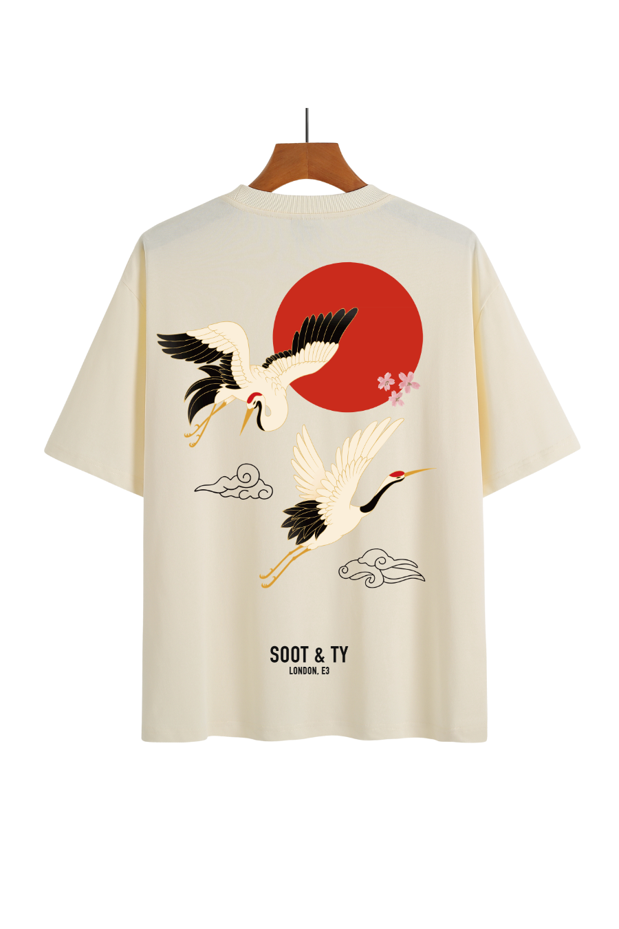 Soot and Ty Flying Crane Print Relaxed Fit T-Shirt