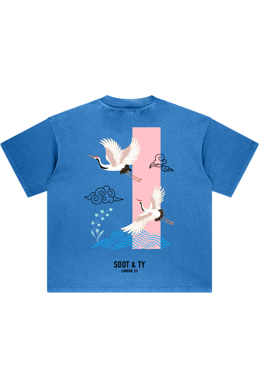 Stonewash Crane Waves Relaxed Fit T-Shirt