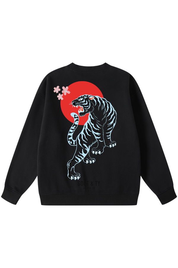 [PRE-ORDER] Reflective Blue Tiger Print Relaxed Fit Sweatshirt