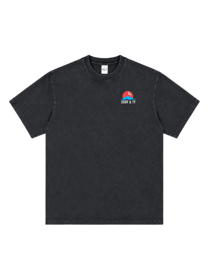 Pretty Crane Graphic Stonewash Oversize Fit T-Shirt