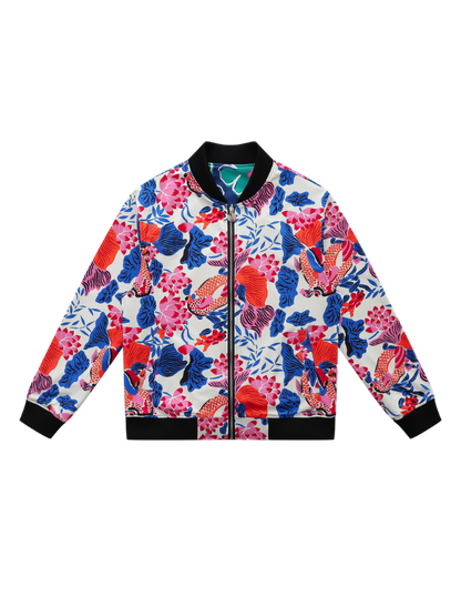 Koi Orange Reversible Bomber Jacket