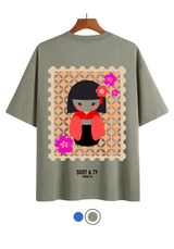 Soot and Ty Flying Cranes Print Relaxed Fit T-Shirt