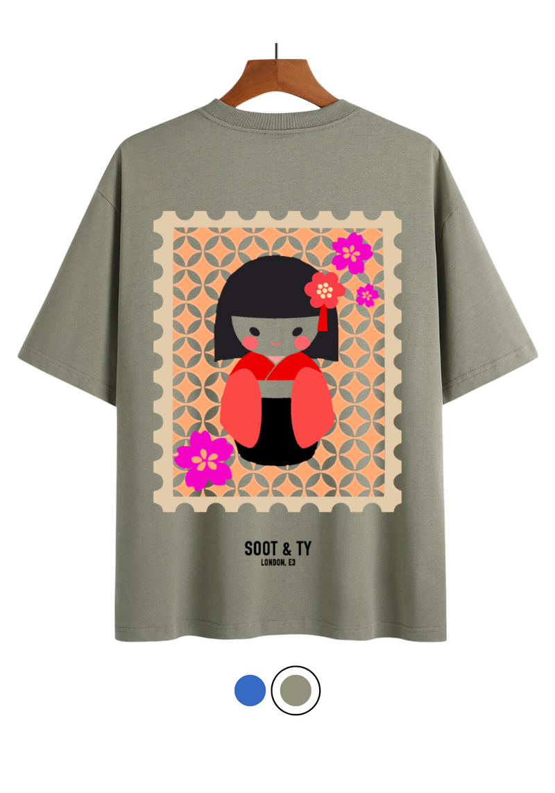 Soot and Ty Flying Cranes Print Relaxed Fit T-Shirt