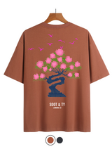 Soot and Ty Flying Cranes Print Relaxed Fit T-Shirt