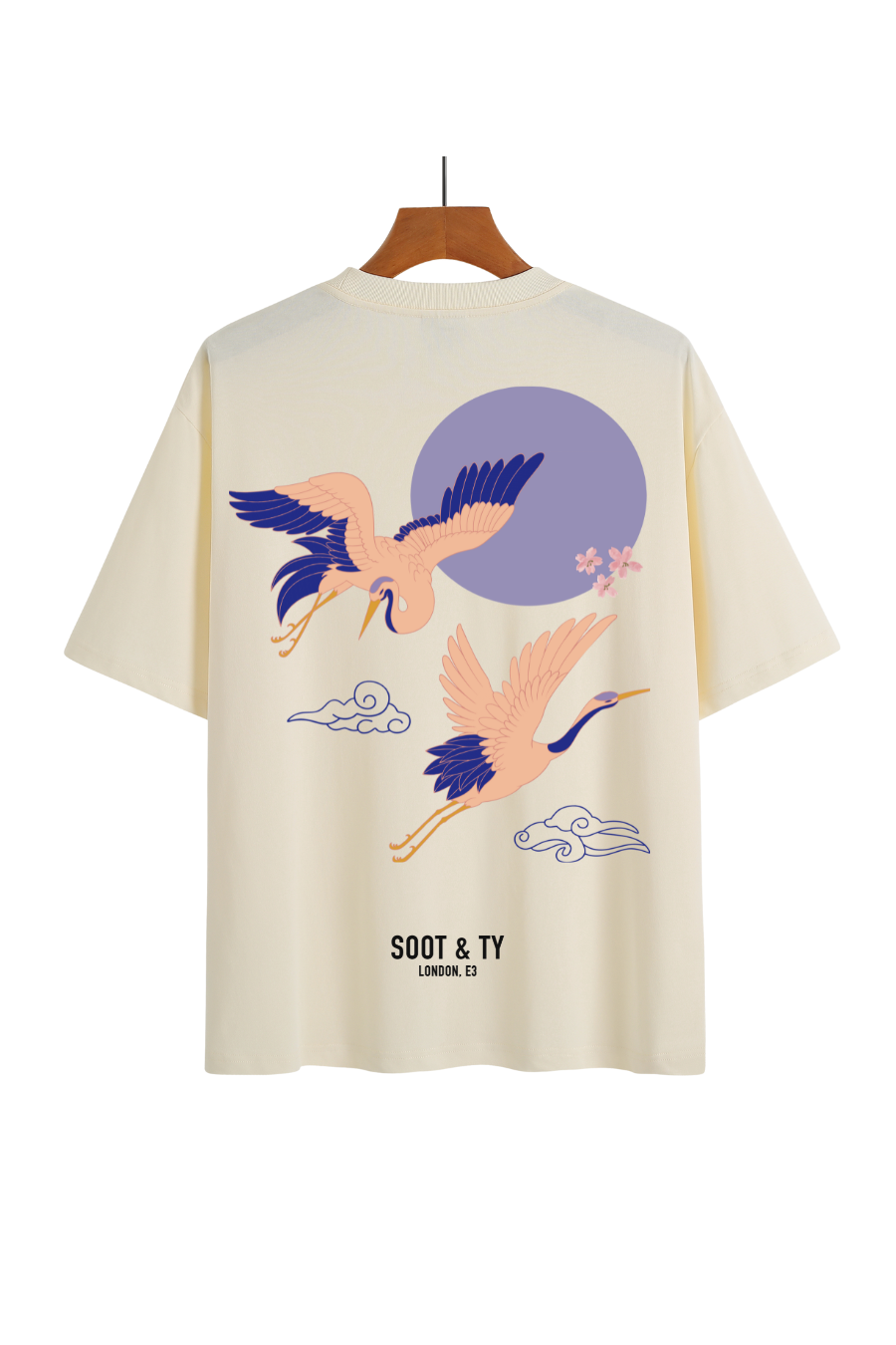 Soot and Ty Neon Flying Cranes Print Relaxed Fit T-Shirt