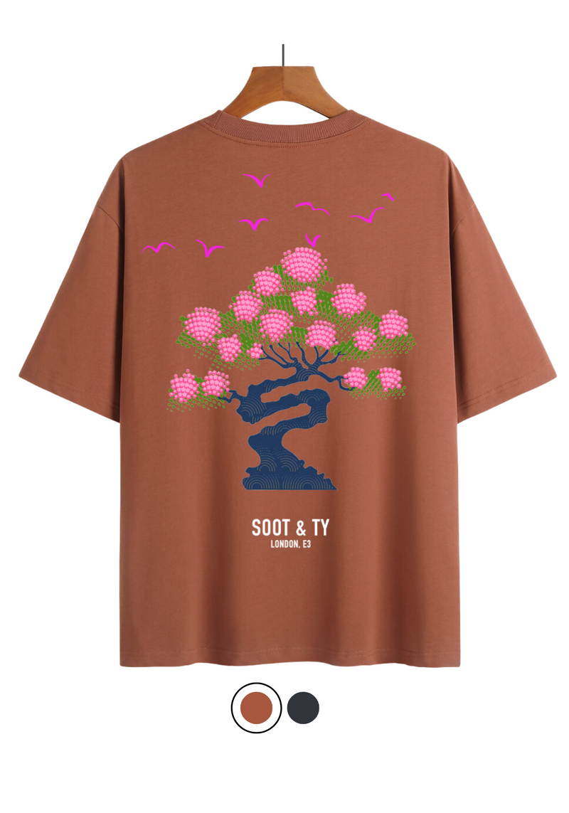 Soot and Ty Flying Cranes Print Relaxed Fit T-Shirt