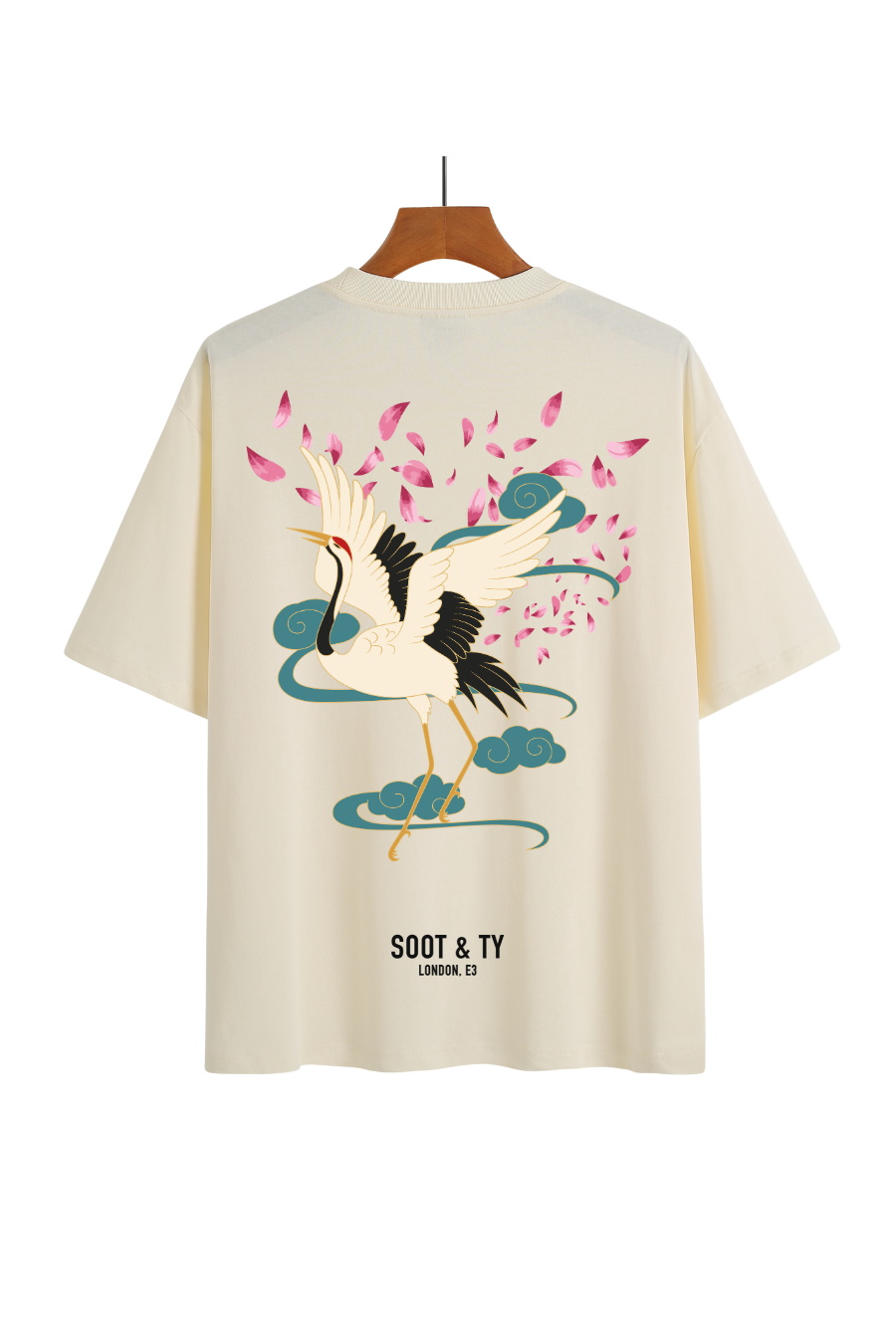 Soot and Ty Dancing Crane Print Relaxed Fit T-Shirt