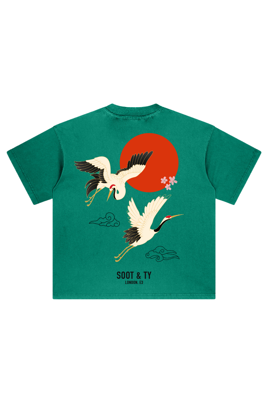 Soot and Ty Stonewash Flying Crane Relaxed Fit T-Shirt