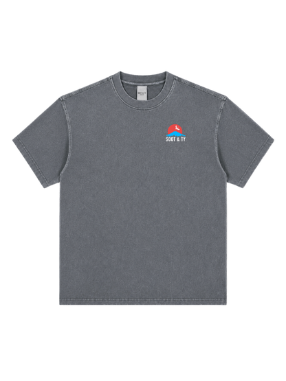 Dancing Crane Graphic Stonewash Oversize Fit T-Shirt
