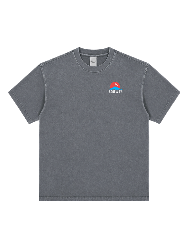 Dancing Crane Graphic Stonewash Oversize Fit T-Shirt
