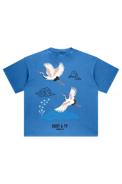 Soot and Ty Stonewash Crane Wave Relaxed Fit T-Shirt