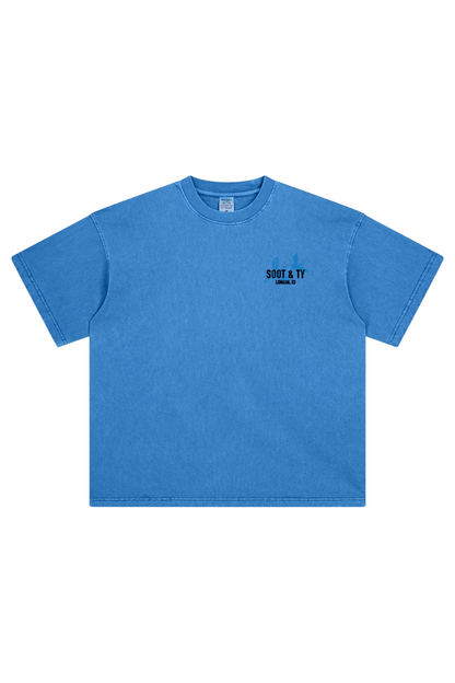 Soot and Ty Stonewash Crane Wave Relaxed Fit T-Shirt