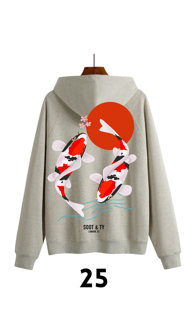 Soot and Ty Reflective Koi Print Relaxed Fit Hoodie