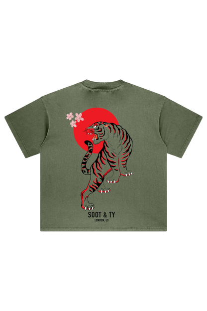 Soot and Ty Stonewash Tiger Relaxed Fit T-Shirt