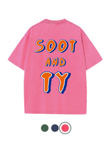 Soot and Ty Brand Name Print Relaxed Fit Stonewash T-shirt