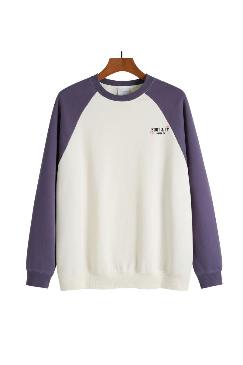 Soot and Ty Reflective Tiger Print Raglan Sweatshirt Purple