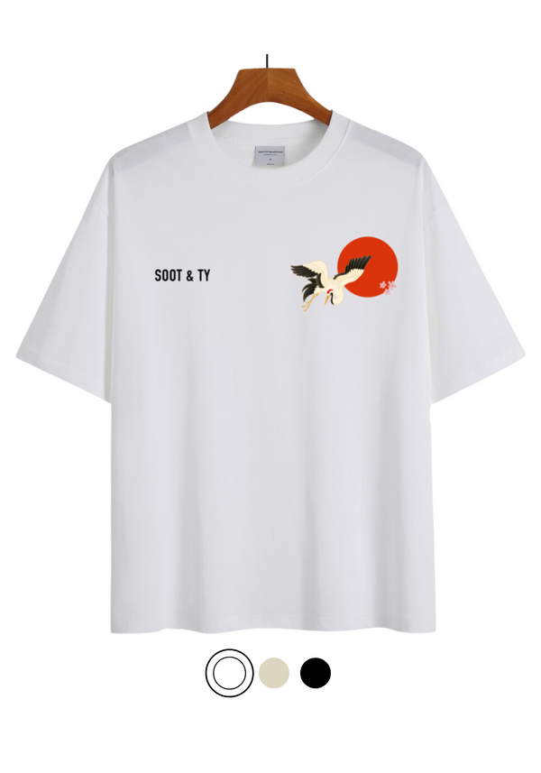 Soot and Ty Flying Crane Chest Logo Relaxed Fit T-Shirt