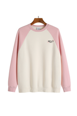 Soot and Ty Reflective Flying Crane Print Raglan Sweatshirt Light Pink