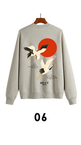 Soot and Ty Reflective Flying Crane Print Relaxed Fit Sweatshirt