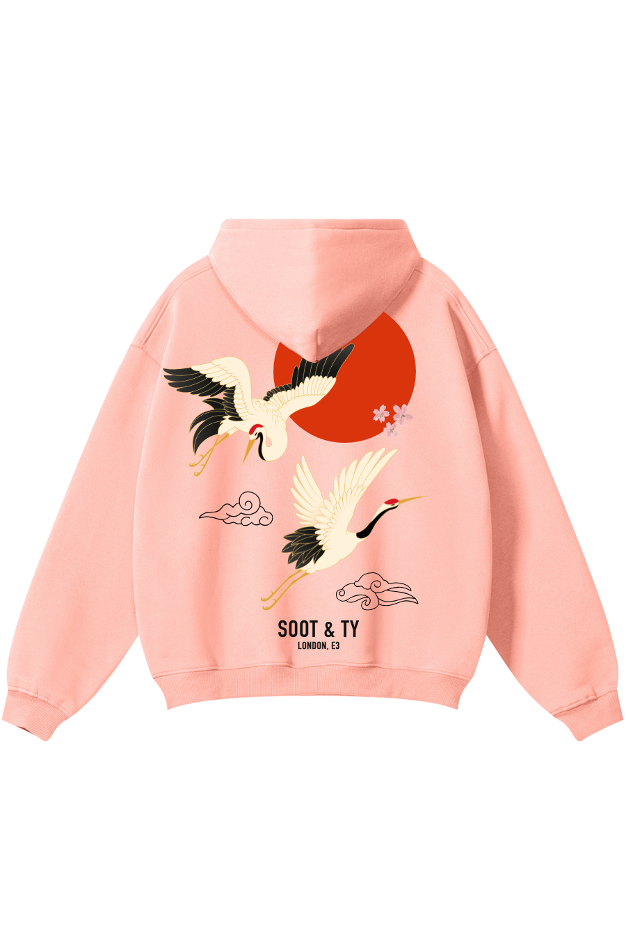 Soot and Ty Reflective Flying Cranes Print Relaxed Fit Hoodie