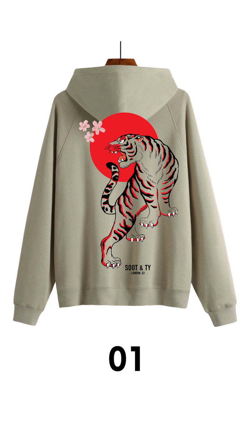 Soot and Ty Reflective Tiger Print Relaxed Fit Hoodie