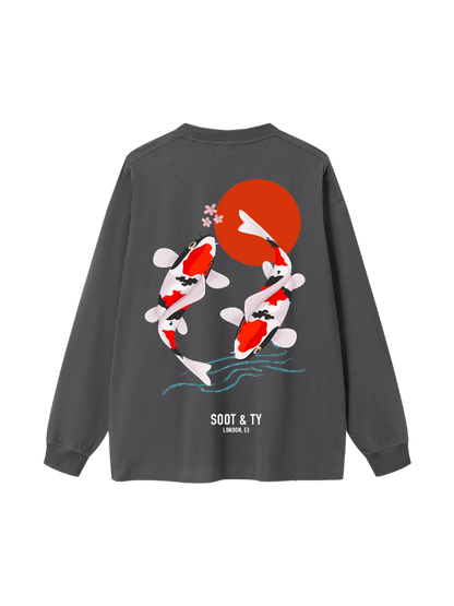 Koi Graphic Oversized Long T-Shirt