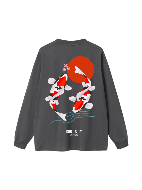 Koi Graphic Oversized Long T-Shirt