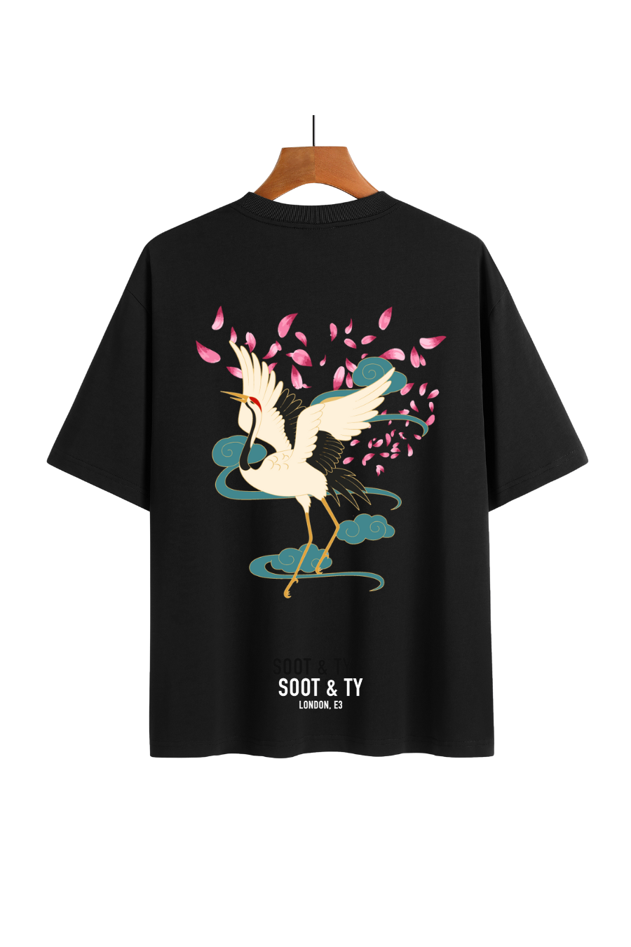 Soot and Ty Dancing Crane Print Relaxed Fit T-Shirt