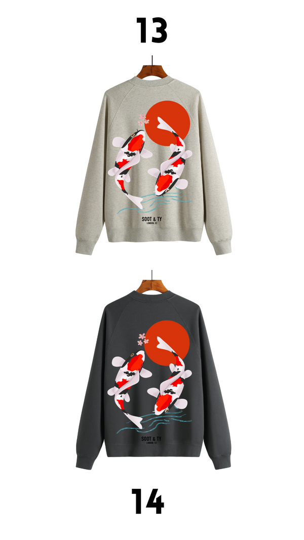 Soot and Ty Reflective Koi Print Relaxed Fit Sweatshirt