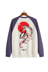 Soot and Ty Reflective Tiger Print Raglan Sweatshirt Purple