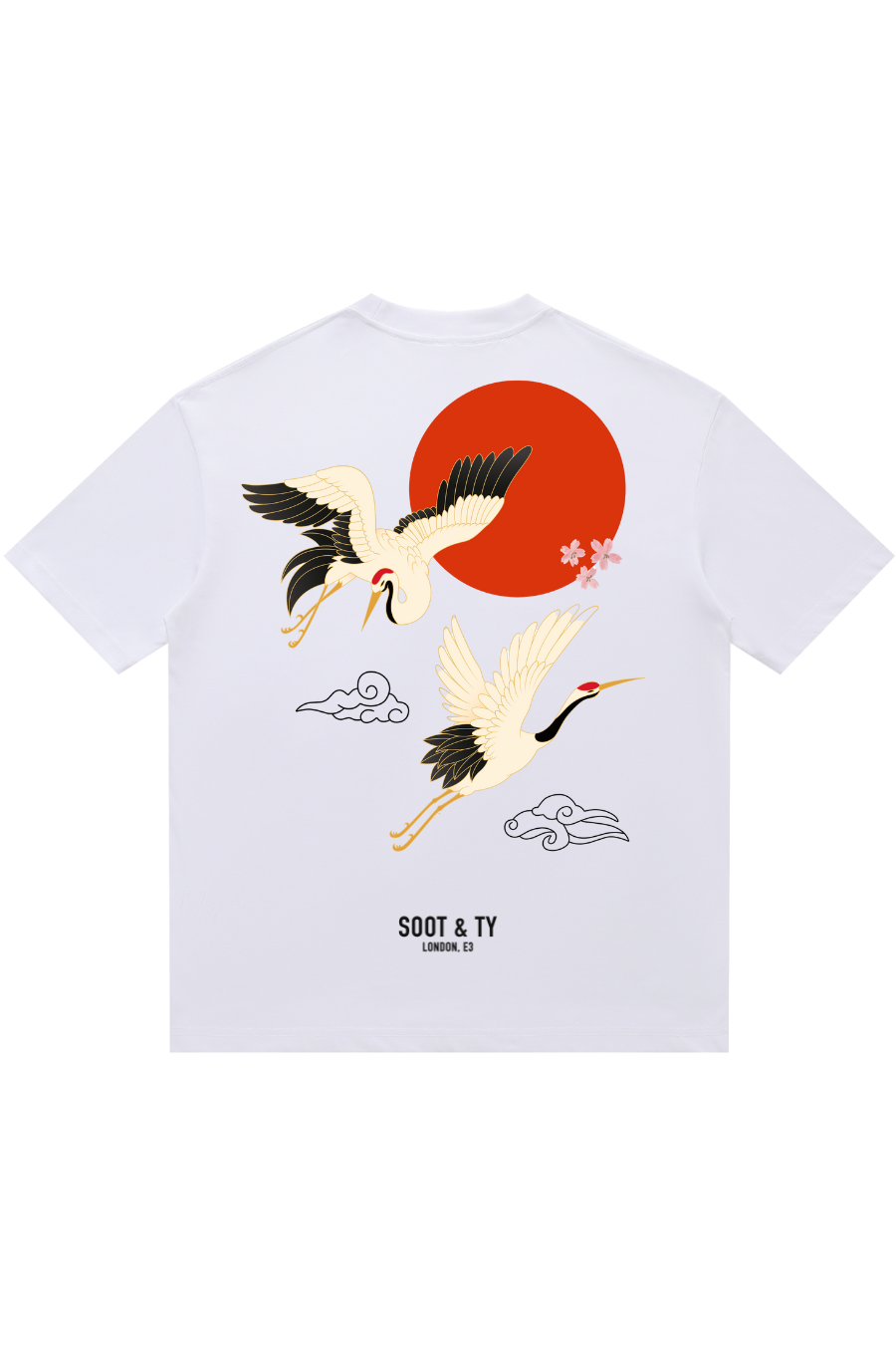 Soot and Ty Flying Crane Print Relaxed Fit T-Shirt