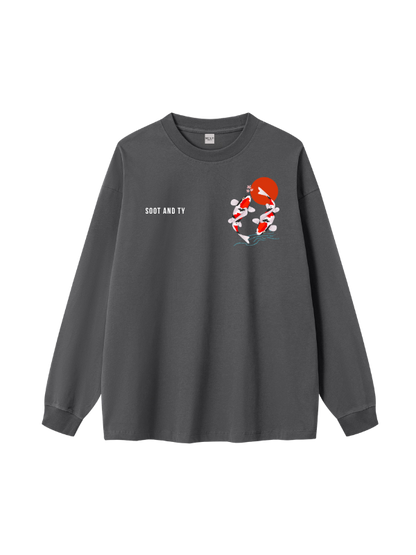 Koi Graphic Oversized Long T-Shirt