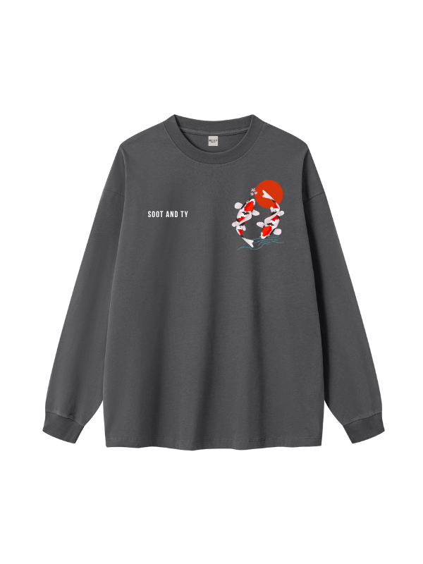 Koi Graphic Oversized Long T-Shirt