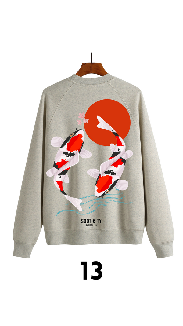Soot and Ty Reflective Koi Print Relaxed Fit Sweatshirt