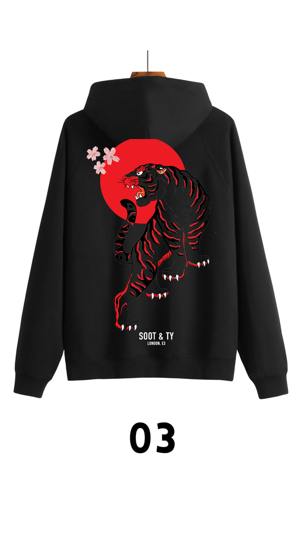 Soot and Ty Reflective Tiger Print Relaxed Fit Hoodie