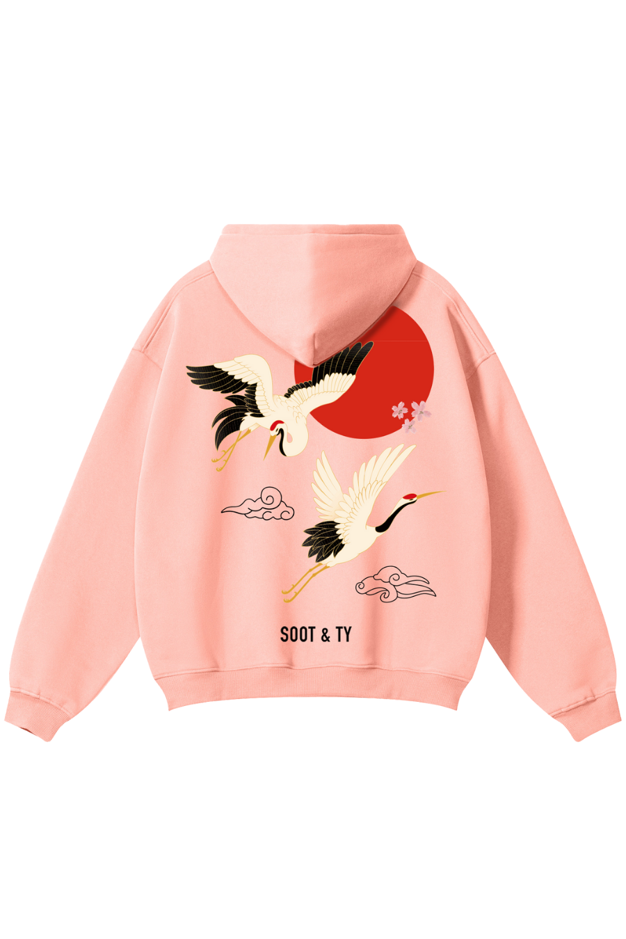 [PRE-ORDER] Reflective Flying Crane Print Relaxed Fit Hoodie