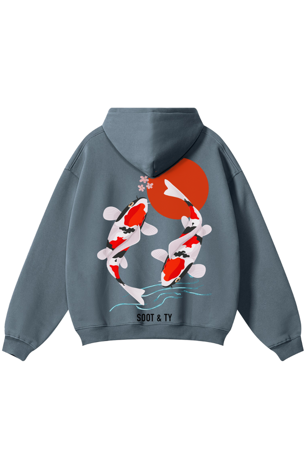 [PRE-ORDER] Reflective Koi Print Relaxed Fit Hoodie