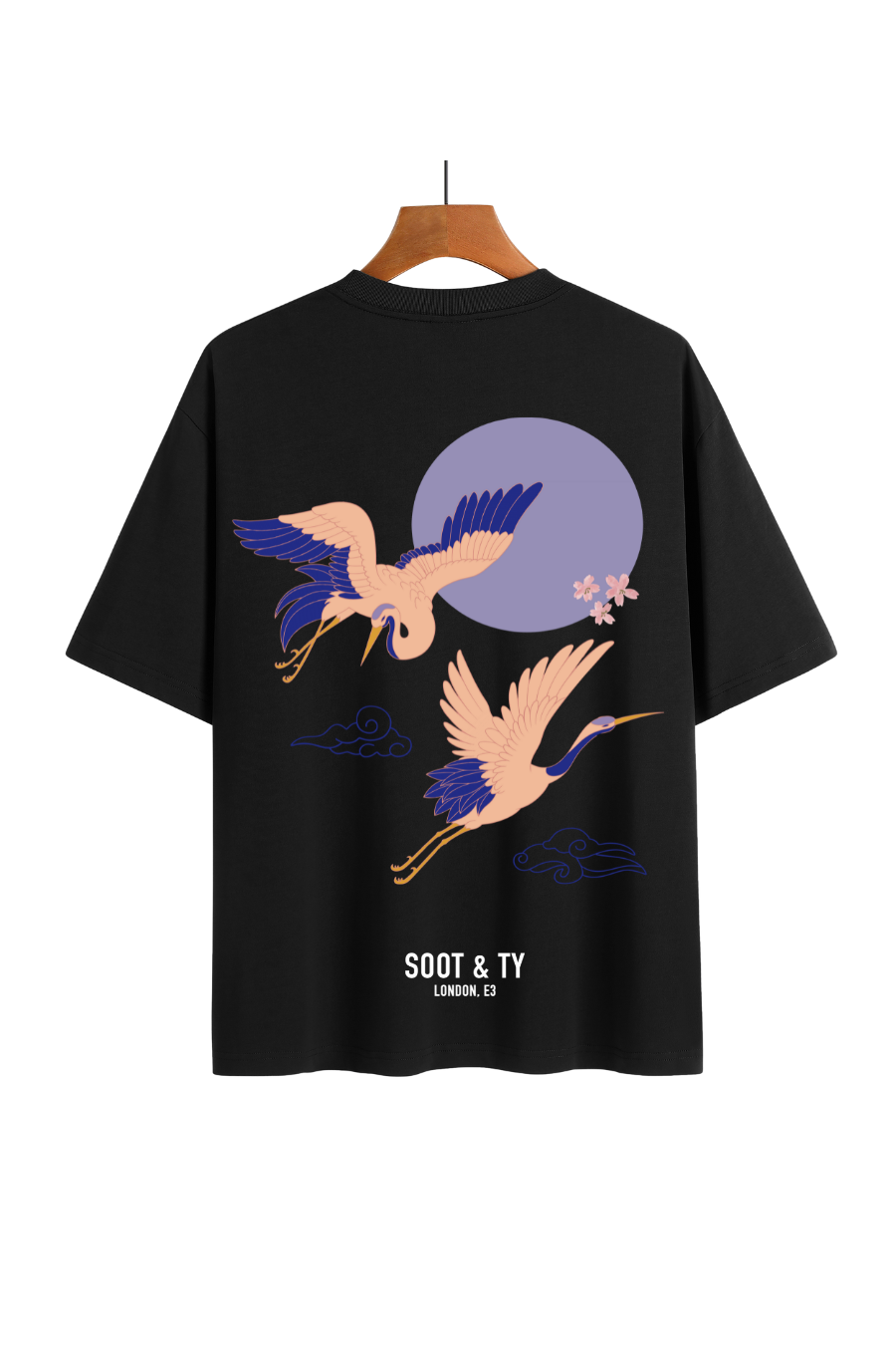 Soot and Ty Neon Flying Cranes Print Relaxed Fit T-Shirt