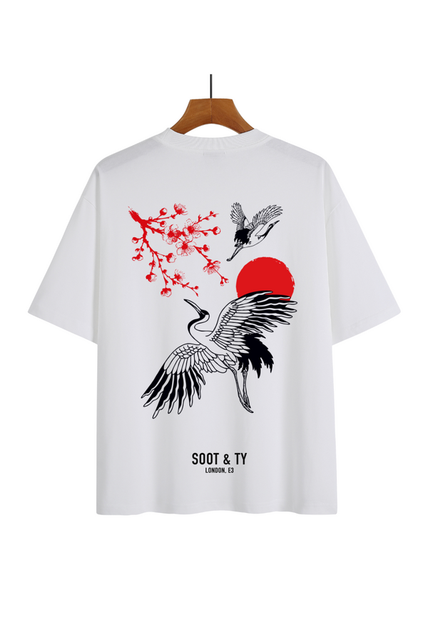Soot and Ty Black Cranes Relaxed Fit T-Shirt