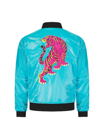 Baby Blue Lumiere Reversible Tiger Sukajan Bomber Jacket