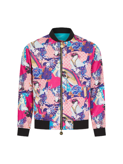 Baby Blue Lumiere Reversible Tiger Sukajan Bomber Jacket