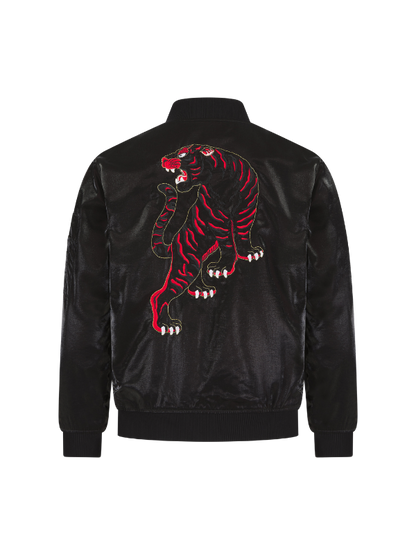 Black Lumiere Tiger Sukajan Reversible Bomber Jacket